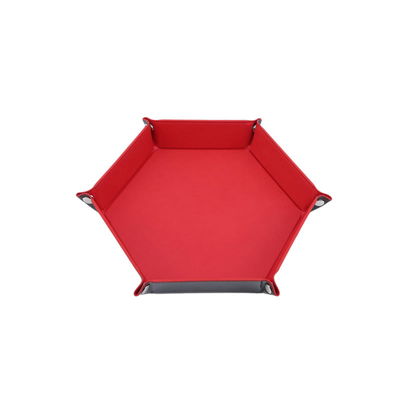 Details about   Dice PU Leather Folding Hexagon Tray Organizer With Red Velvet Game AL 
