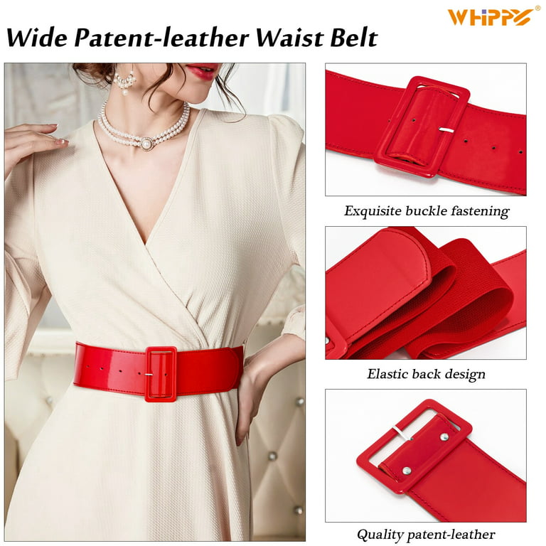 WHIPPY Women Elastic Wide Belt, Stretch Waist Belt for Dress
