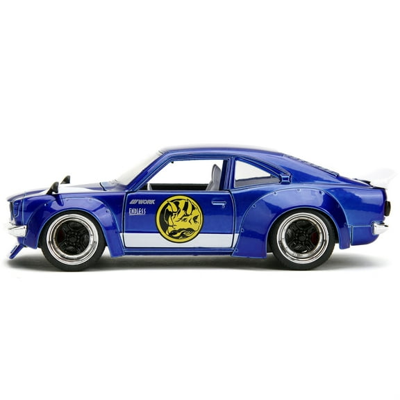 Power Ranges 1:24 1974 Mazda RX-3 Die-Cast Car & 2.75" Blue Ranger Figure, Toys for Kids and Adults