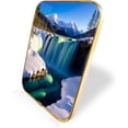 thumbnail image 2 of 12x8 In Framed Winter Snow Mountain Stream Wall Art Decor with Black Frame and Nature Wilderness Modern Artwork for Dorm,Crystal Porcelain Painting Wall Decor, 2 of 8