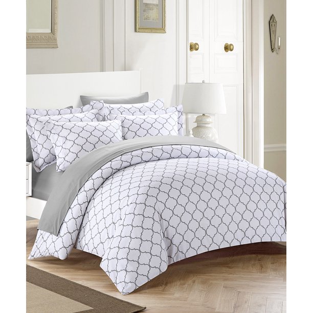 Lux Decor Collection Duvet Covers (King, White/Grey), 3
