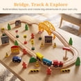 thumbnail image 4 of WoodenEdu 60Pcs Train Set for 3 Year Old Boys, Double-Side Wooden Train Set Tracks for Toddlers, Fits Brio, Thomas, Melissa and Doug, Kids Wood Train Toys for 3 4 5 Year Old Boys and Girls, 4 of 6