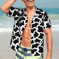 thumbnail image 7 of Honeii Cow Print Black White Print Men’s Hawaiian Shirt,Classic Button-Down Short Sleeve Shirt, for Beach, Vacation, and Outdoor Activities,XX-Large, 7 of 7