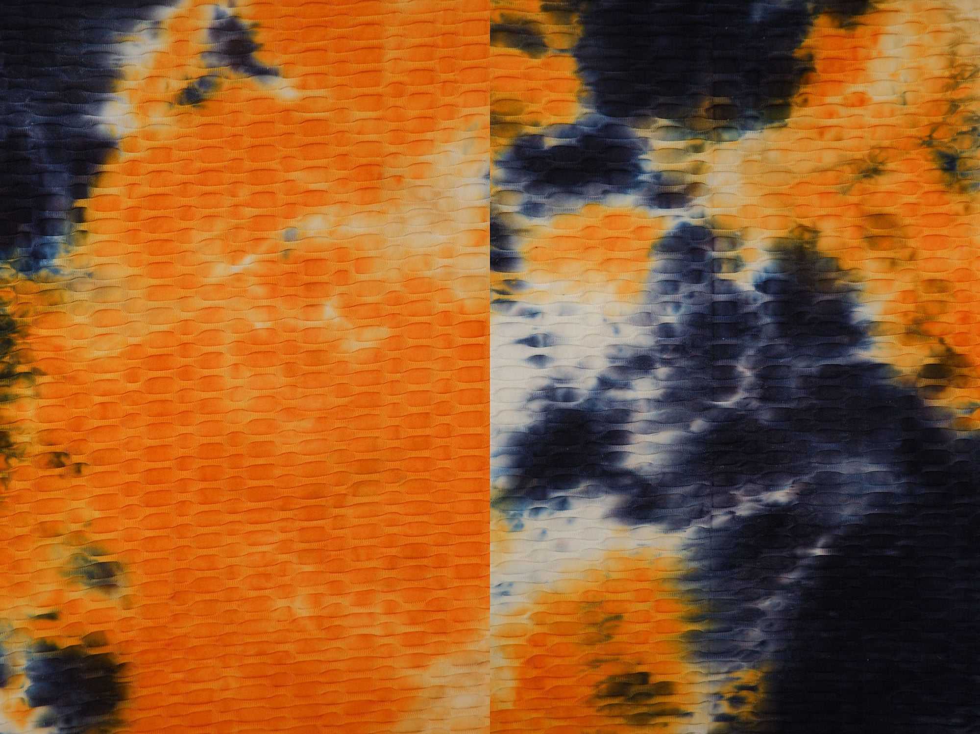 Fabric selection Inc Poly spandex knit real tie dye orange