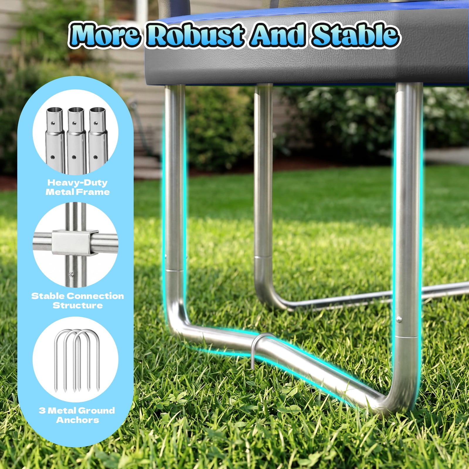 Outdoor Trampoline,Fashionsport Outfitters 8FT/10FT/12FT/14FT Round Jumping Trampoline with Enclosure Net and Ladder,Recreational Backyard Trampolines Anti-Rust for Kids Birthday Gift