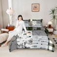 thumbnail image 4 of Homewish Boho Cowgirl Cowboy Full Size Comforter Sets for Adult, Hippie Western Cabin Bedding Comforter Set, Grey Green Plaid Reversible Bedding Sets, Ultra Soft Bedroom Decor, 3-Piece, 4 of 8