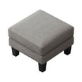 thumbnail image 6 of Fabric Ottoman Light Grey - Multi-Purpose Shoe Stool & Footrest with Solid Wood Legs, Comfortable Coil Spring Cushion for Living Room or Hallway, Easy Assembly, 6 of 9