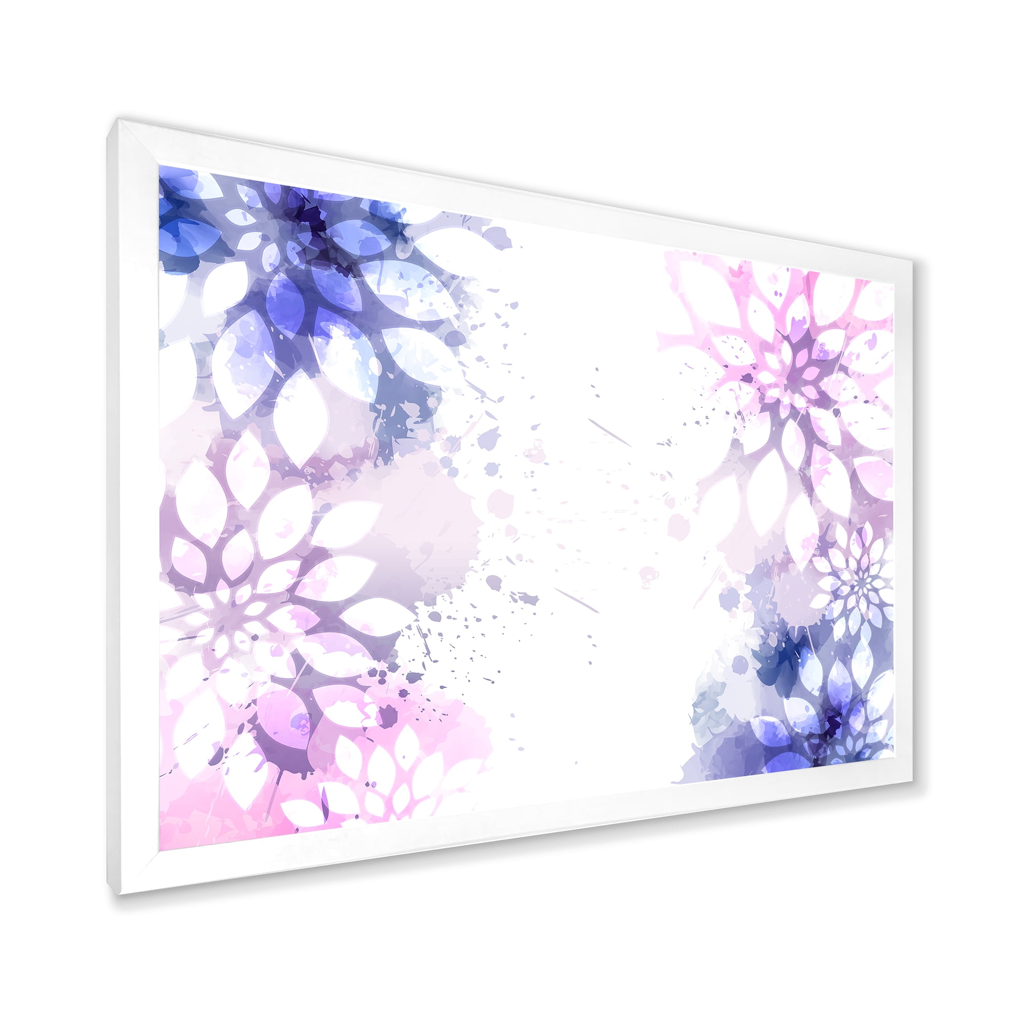 Designart 'Pink and Purple Abstract With Colorful Splashes II' Modern Framed Art Print