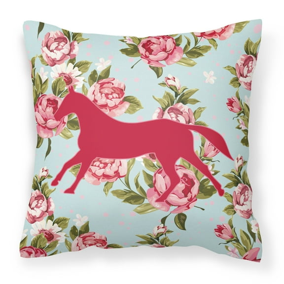 Carolines Treasures Horse Shabby Chic Roses Square Decorative Outdoor Pillow