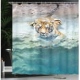 thumbnail image 3 of Ambesonne Savannah Shower Curtain, Bengal Tiger in the Wild, 69"Wx75"L, Mustard Cream Teal, 3 of 4