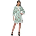 thumbnail image 2 of Moomaya Cotton Printed&nbsp;Bathrobe&nbsp;Crossover&nbsp;Fabric Lace Short&nbsp;Robes Loungewear, 2 of 6