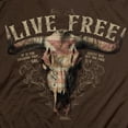 thumbnail image 3 of Light Source Mens T-Shirt Live Free Skull, 3 of 6