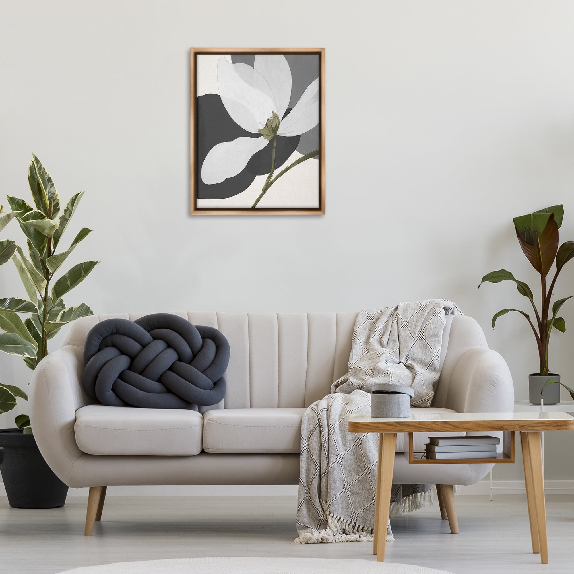 Stupell Industries Abstract Floral Shape Botanical & Floral Painting Brown Floater Framed Art Print Wall Art, 25 x 31