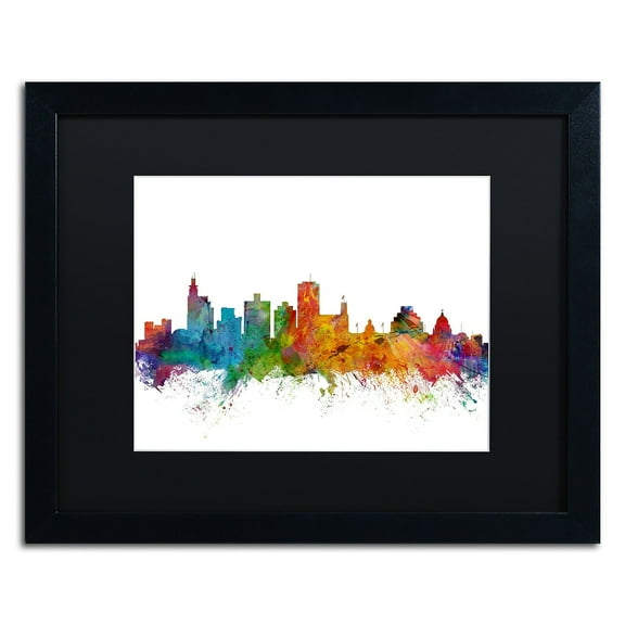 Trademark Fine Art 'Jackson Mississippi Skyline' Canvas Art by Michael Tompsett, Black Matte, Black Frame