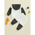 thumbnail image 6 of Raccmtaty Toddler Boys Fall Outfits Letter Print Contrast Color Hooded Long Sleeve Hoodies Sweatshirts and Long Pants 2Pcs Clothes Set, 6 of 8