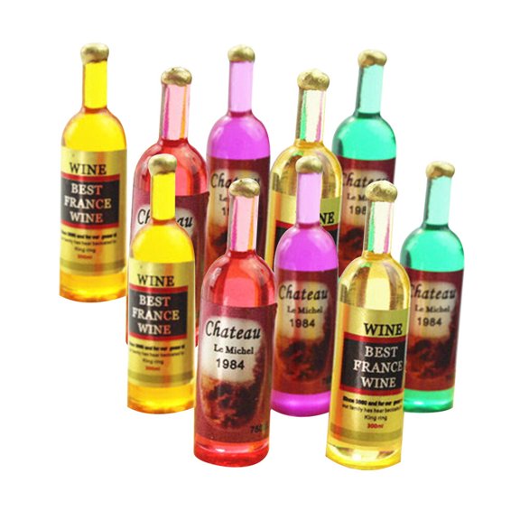 FOLOYORI 18Pcs Miniature Wine Bottles Mixed Style Small Bottles with Lids for Dollhouse Kitchen Decor 0.39X1.38In