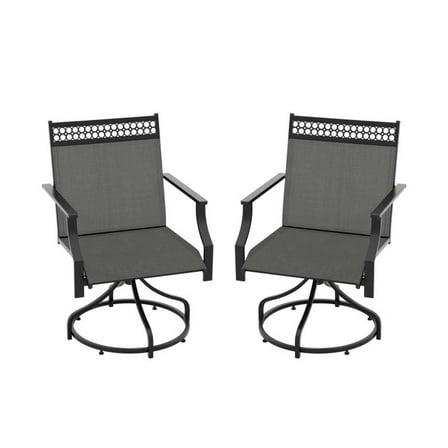 Yardi Yard 2 Pieces Patio Swivel Dining Chairs, Dining Chair with Heavy-duty Metal Frame and Armrests, Patio Swivel Chairs, Gray
