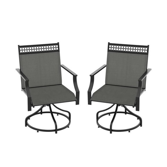 Yardi Yard 2 Pieces Patio Swivel Dining Chairs, Dining Chair with Heavy-duty Metal Frame and Armrests, Patio Swivel Chairs, Gray