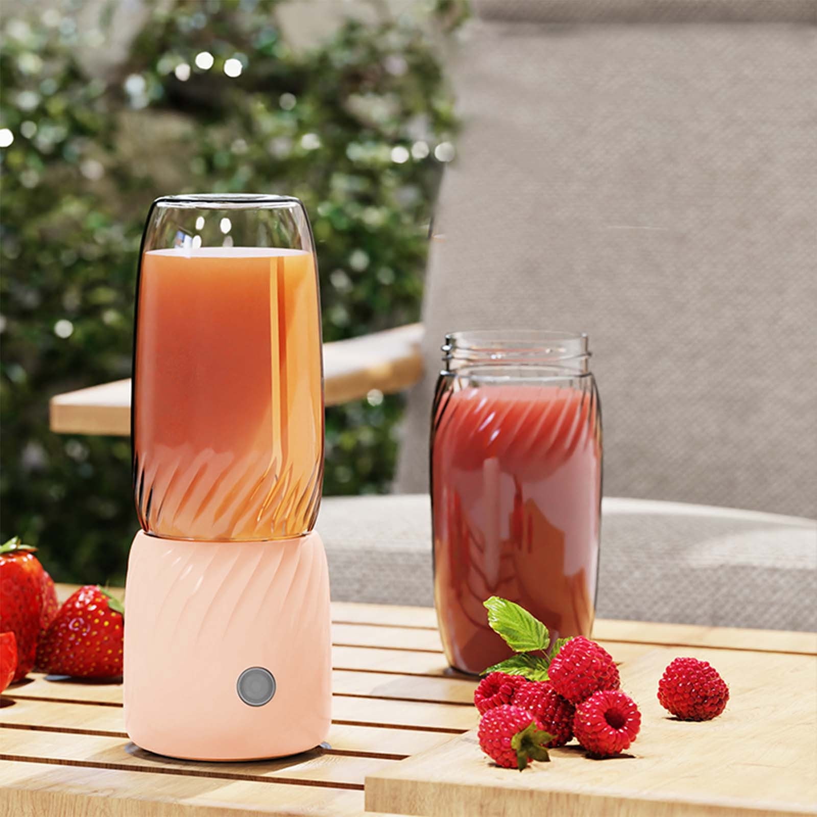 Portable USB Rechargeable Mini Juicer Blender 350ml Pink 6 Blades For Shakes And Fruit Juice