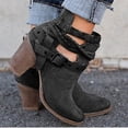 thumbnail image 3 of Botas de tacón alto para mujer, zapatos de tobillo con correa de hebilla, botas de tacón grueso informales para invierno y otoño, 3 of 4