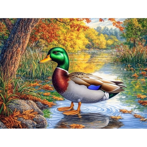 5D Mallard Duck Lake Diamond Art 12x16 Inch Full Drill Diamond Painting Kits for Adults & Beginners - DIY Art Crafts for Relaxation and Home Wall Decor 592A