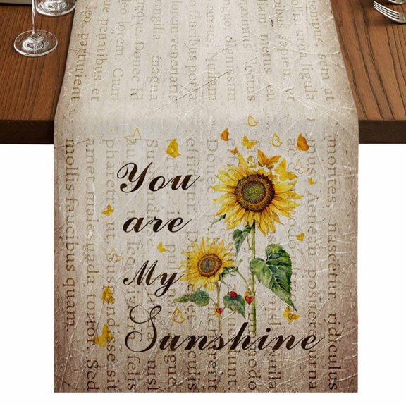 Table Runners 90 Inches Long Dress Scarves, Sunflower Farmhouse Coffee/Dining/Kitchen Table Runner for Living Room, Vintage Botanical 13x90 Inch
