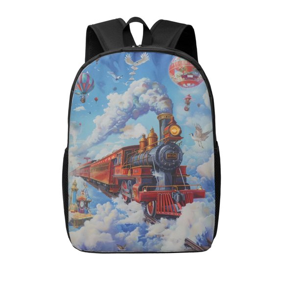Xecao Cartoon Train Hot Air Balloon print Travel Backpack, Large Computer Backpack for Men Women, College School Rucksack Book Bag