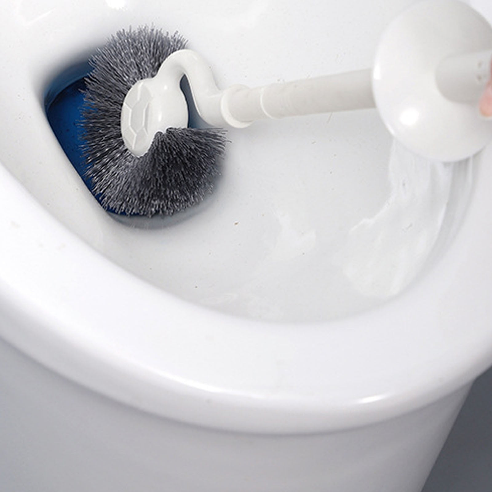 Brosse WC QIUFEN Avec Support - Manche Acier Inoxydable 45cm - Séchage Rapide - Argent