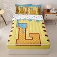 thumbnail image 3 of Homewish Light Blue Dripping Baseball Stitch Waffle Letter L Graphic Zipper Full Size Comforter Sets with Fitted Sheet and 2 Pillowcases,Alphabet Graphic Zipper Bedding Set,4pcs, 3 of 6