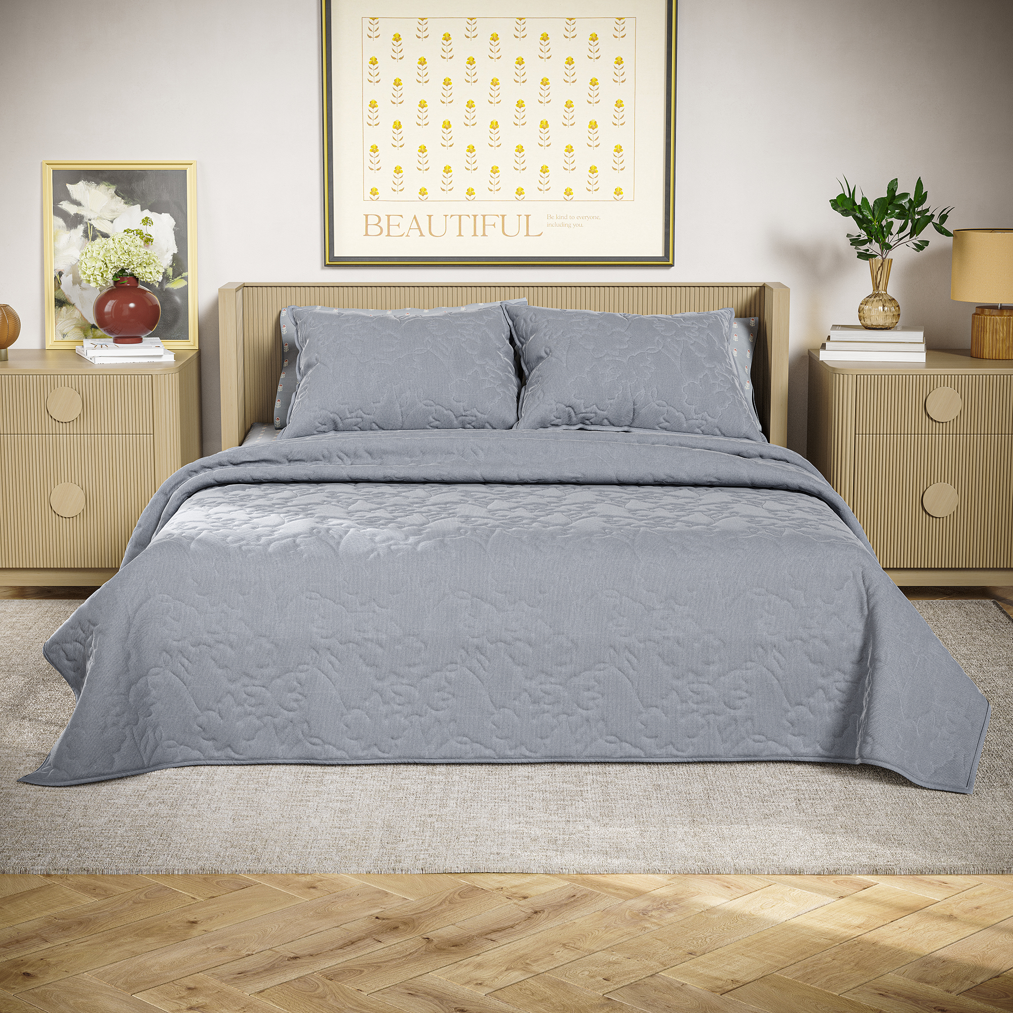Beautiful The Beautiful Bedding Collection by Drew Barrymore Cotton Slub Quilts, King - Reversible