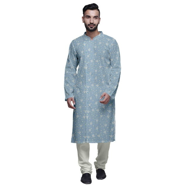 Atasi Designer Kurta Pajama For Men Printed Angrakha Style Casual Summer Clothing