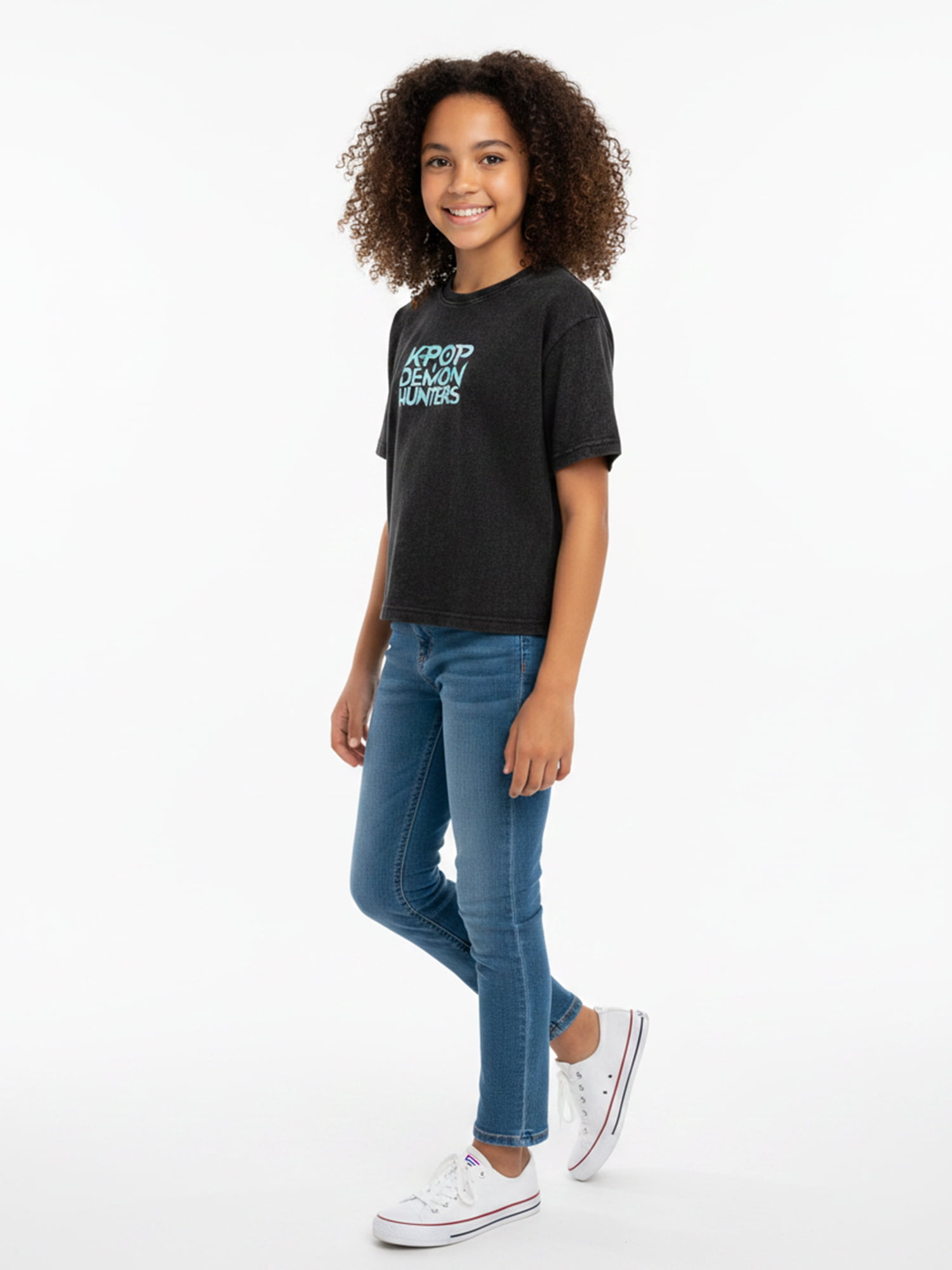 KPop Demon Hunters Girls Mineral Wash Graphic T-Shirt, Sizes 4-16