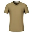 thumbnail image 4 of MIXUE Summer Shirts For Men Solid Color Round Neck Short Sleeve Loose Casual Tops Pullover Tshirts Outwear,Brown,L, 4 of 4