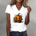 thumbnail image 2 of Halloween Shirts for Women V Neck Tops for Women Halloween Graphic Tee Womens Summer Tops Halloween Clothing Tshirts for Women Summer Tops for Women Halloween Tee Ladies' Halloween Top, 2 of 4