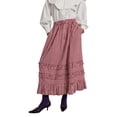 thumbnail image 2 of Yunliwuli Women's Plaid Print Long Skirt Elastic High Waist Frill Trim Ruffled A-Line Skirt for Summer, 2 of 10