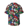 thumbnail image 6 of Lsque Mario print Men's Cuban Collar Short Sleeve Shirt Summer Beachwear Casual Button Down Fashionable Vacation Leisure Shirt-Medium, 6 of 7