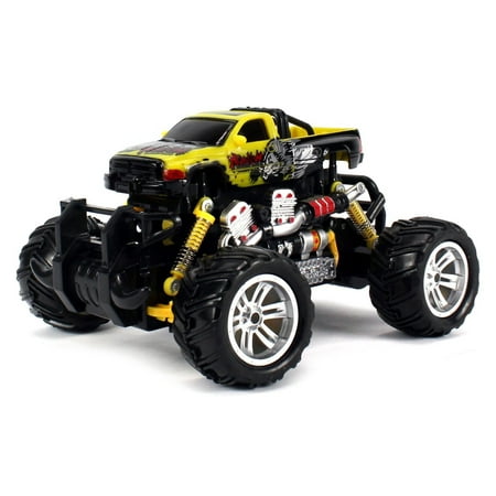 Graffiti Dodge RAM RC Off-Road Monster Truck 1:18 Scale 4 Wheel Drive RTR, Working Hinged Spring Suspension, Perform Various Drifts (Colors May Vary)