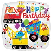 18 inch Happy Birthday Construction Foil Mylar Balloon - Party Supplies Decorations
