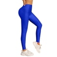 thumbnail image 2 of Gkeoshab Crz Yoga Leggings Women'S Sports Slim Fit Slimming High Yoga Pants Nylon High Waisted Glossy Leggings Blue XL, 2 of 7