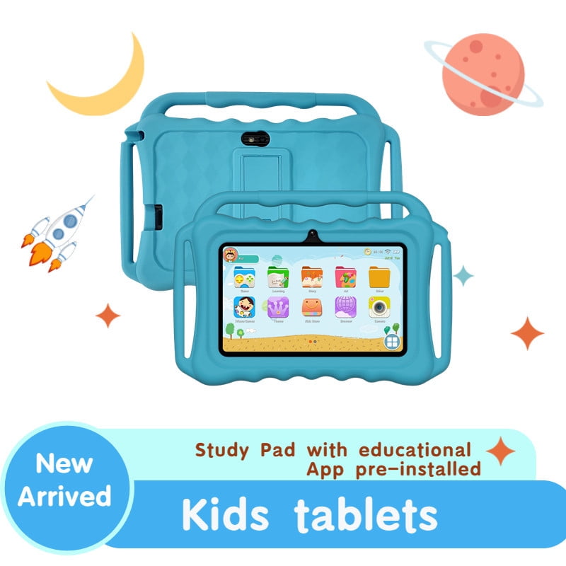 Kids Tablet with FREE Educational Contents, Android 12 Study Pad,7 Inch HD display,4GB RAM 32GB ROM,Quad Core,WIFI,Bluetooth,2Cameras,Google Teachers Approved Apps, Online Class Zo