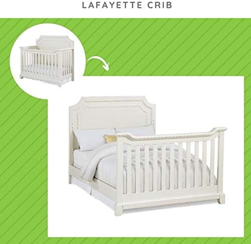 Full-Size Conversion Kit Bed Rails Compatible with Bertini Baby Cribs (French White Lace)