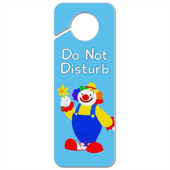 Clown with Flower and Big Shoes Plastic Door Knob Hanger Sign