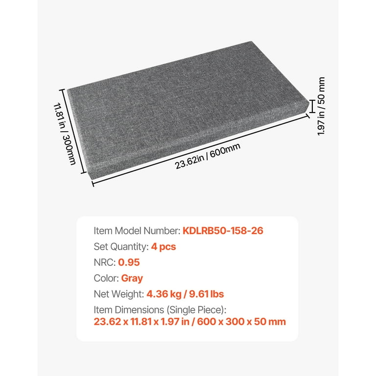 KFFKFF Quartet of Acoustic Panels, 2-inch Depth 23.6 x 11.8 inch