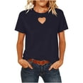 thumbnail image 2 of SDNall Women‘s Short Sleeve Crewneck T-Shirt with Hollow-Out Heart Detail, Basic Stretch Tee for Casual & Date Night, 2 of 9