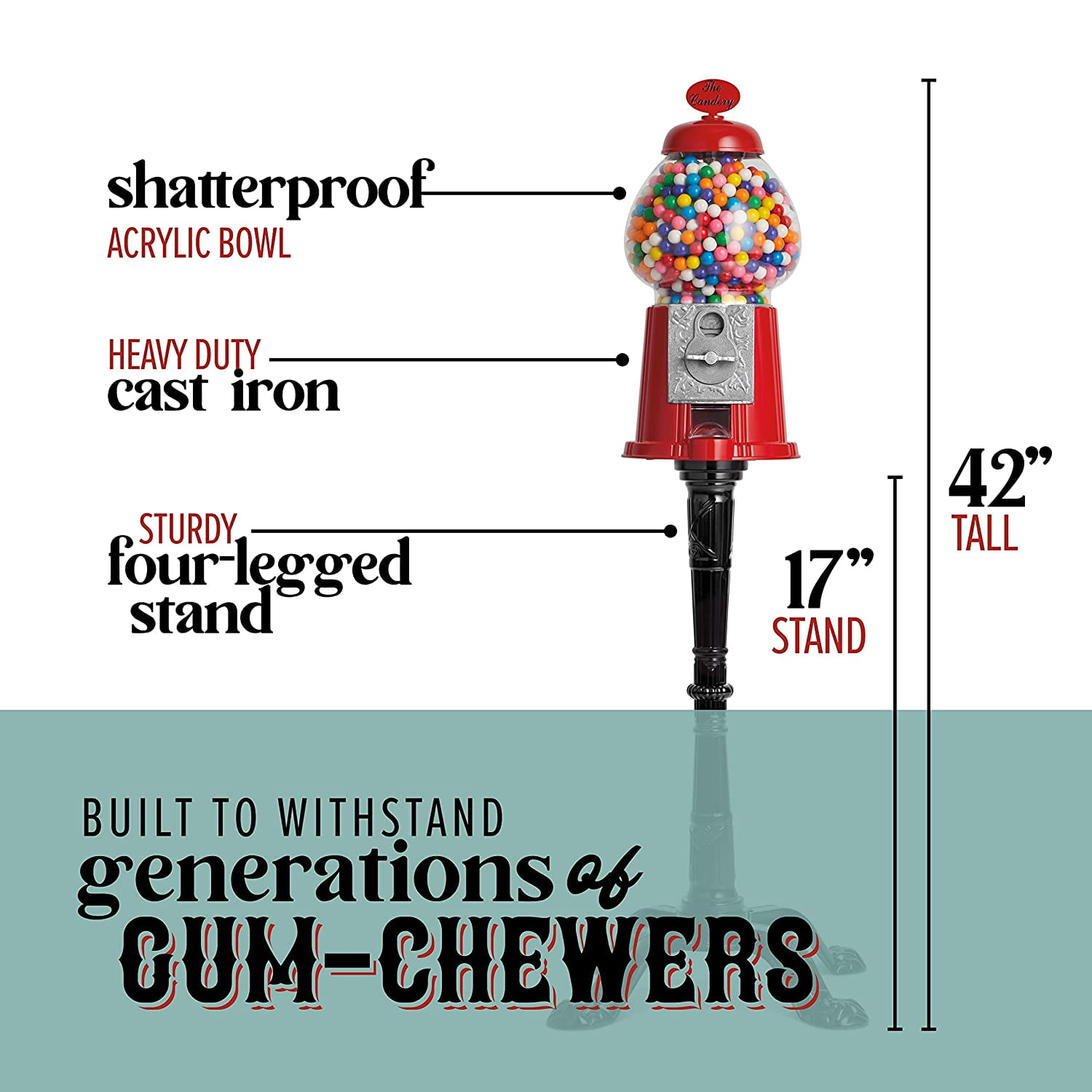 Buy Gumball Machine 15 Inch Candy Dispenser with Stand for Bubble