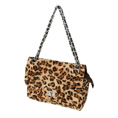 ZY616-COFFEE Female Charm Leopard Coffee Synthetic Fur Handbag Shoulder Bag Satchel Bag Purse