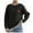 Black, variant on Erwazi Valentine's Day Sweaters for Women Cute Heart Solid Color Crew Neck Pullover Valentine Blouse Warm Outfits Tops