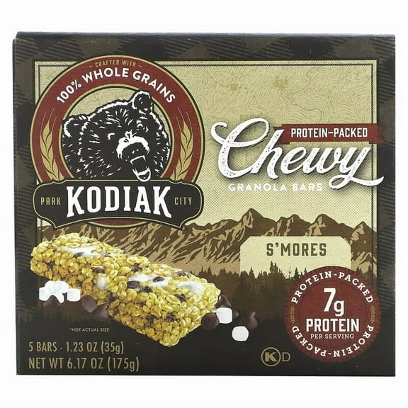 Kodiak Cakes, Chewy Granola Bars, S'mores, 5 Bars, 1.23 oz (35 g) Each Pack of 2