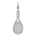 thumbnail image 3 of Sterling Silver Rhodium-Plated Polished 3-D Polished Tennis Racquet Charm With Fancy Lobster Clasp, 3 of 4