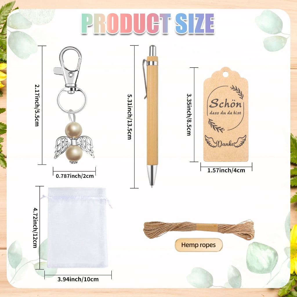 25Pcs Angel Keychain Retractable Ballpoint Pen Set for Baby Showers Wedding